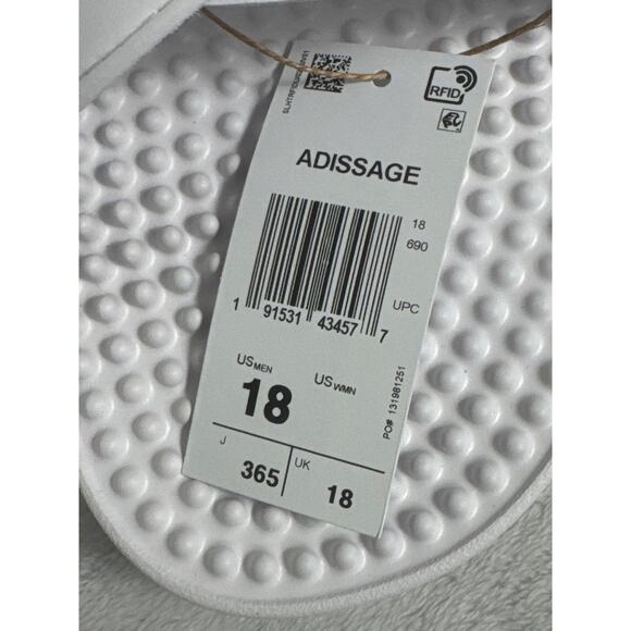 NWB Adidas Adissage Mens White and Black Slide Sandal Size 18 - Picture 7 of 7